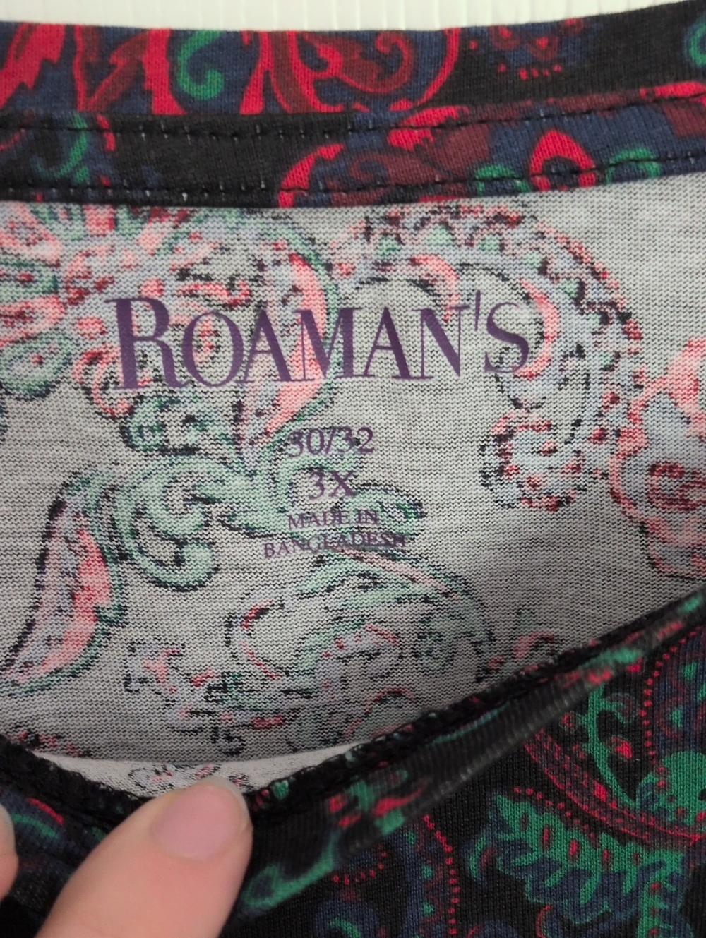 Roaman's Paisley 3/4 Sleeve Top - 3X - 30/32 - Picture 2 of 5